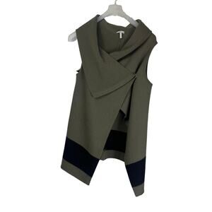 Joie Ligiere Taupe Olive Green Wool Draped Vest Size S Minimalist Layering